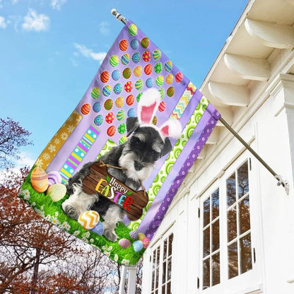 Miniature Schnauzer 1 Happy Easter American House Flag - Easter Garden Flag - Easter Outdoor Decor