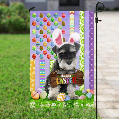 Miniature Schnauzer 1 Happy Easter American House Flag - Easter Garden Flag - Easter Outdoor Decor