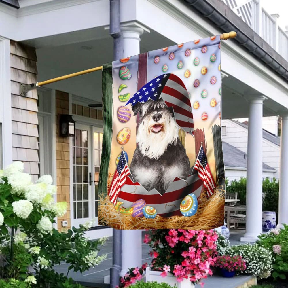 Miniature Schnauzer American Easter House Flags - Happy Easter Garden Flag - Decorative Easter Flags