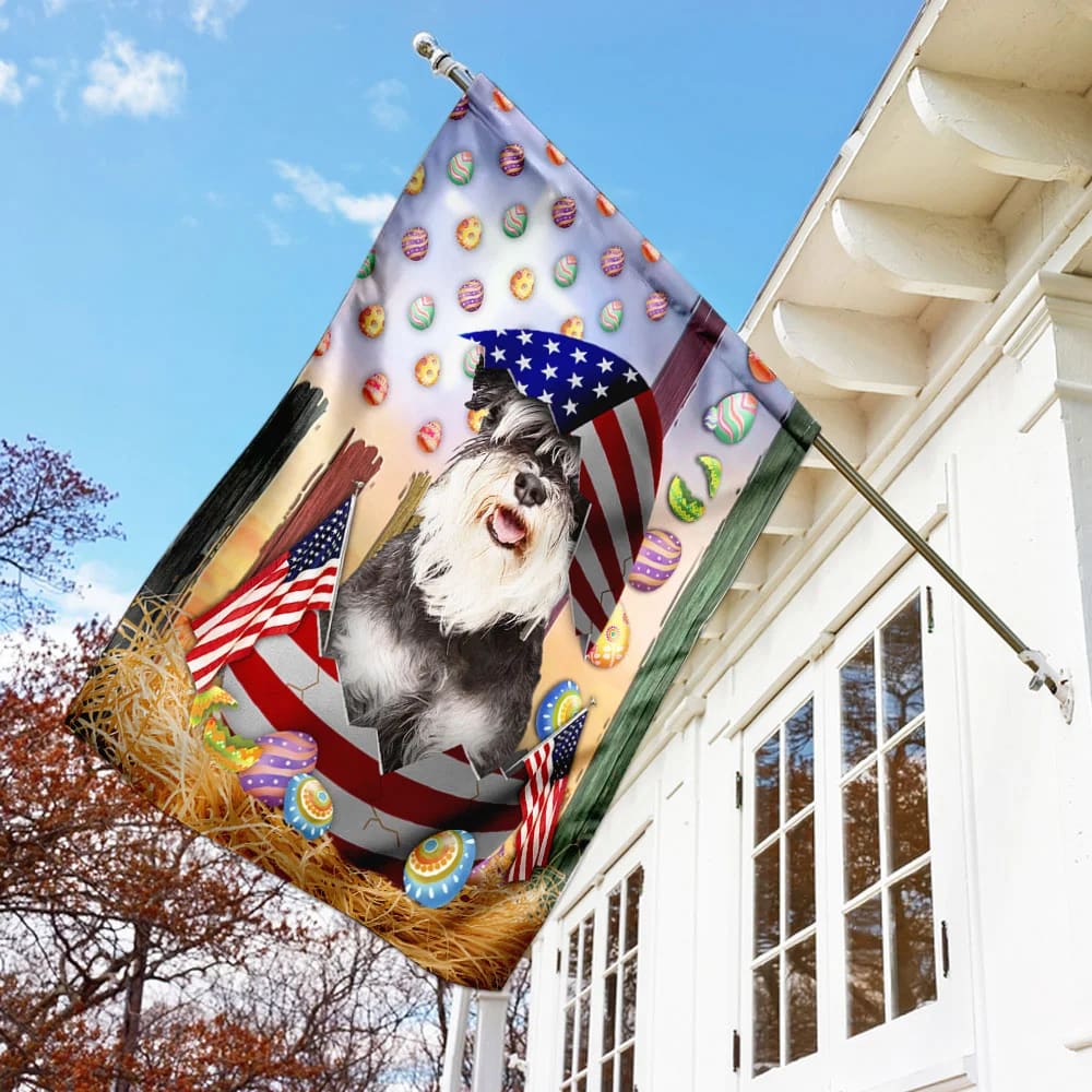 Miniature Schnauzer American Easter House Flags - Happy Easter Garden Flag - Decorative Easter Flags