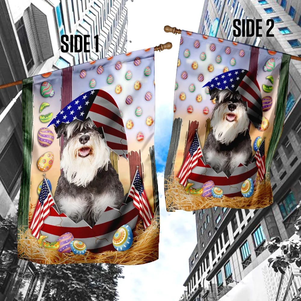 Miniature Schnauzer American Easter House Flags - Happy Easter Garden Flag - Decorative Easter Flags