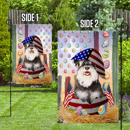 Miniature Schnauzer American Easter House Flags - Happy Easter Garden Flag - Decorative Easter Flags