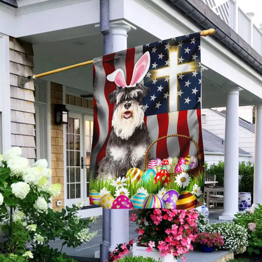 Miniature Schnauzer Easter American House Flag - Happy Easter Garden Flag - Decorative Easter Flags