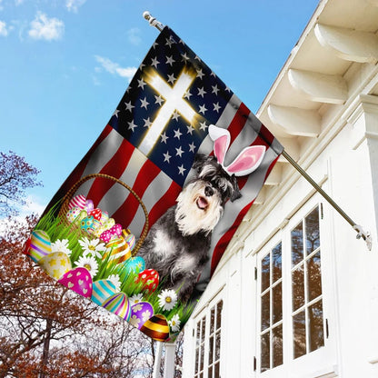 Miniature Schnauzer Easter American House Flag - Happy Easter Garden Flag - Decorative Easter Flags