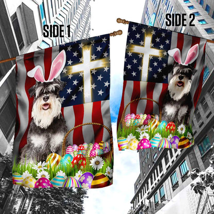 Miniature Schnauzer Easter American House Flag - Happy Easter Garden Flag - Decorative Easter Flags