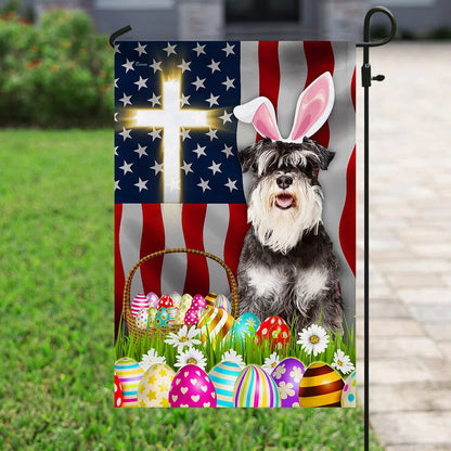 Miniature Schnauzer Easter American House Flag - Happy Easter Garden Flag - Decorative Easter Flags