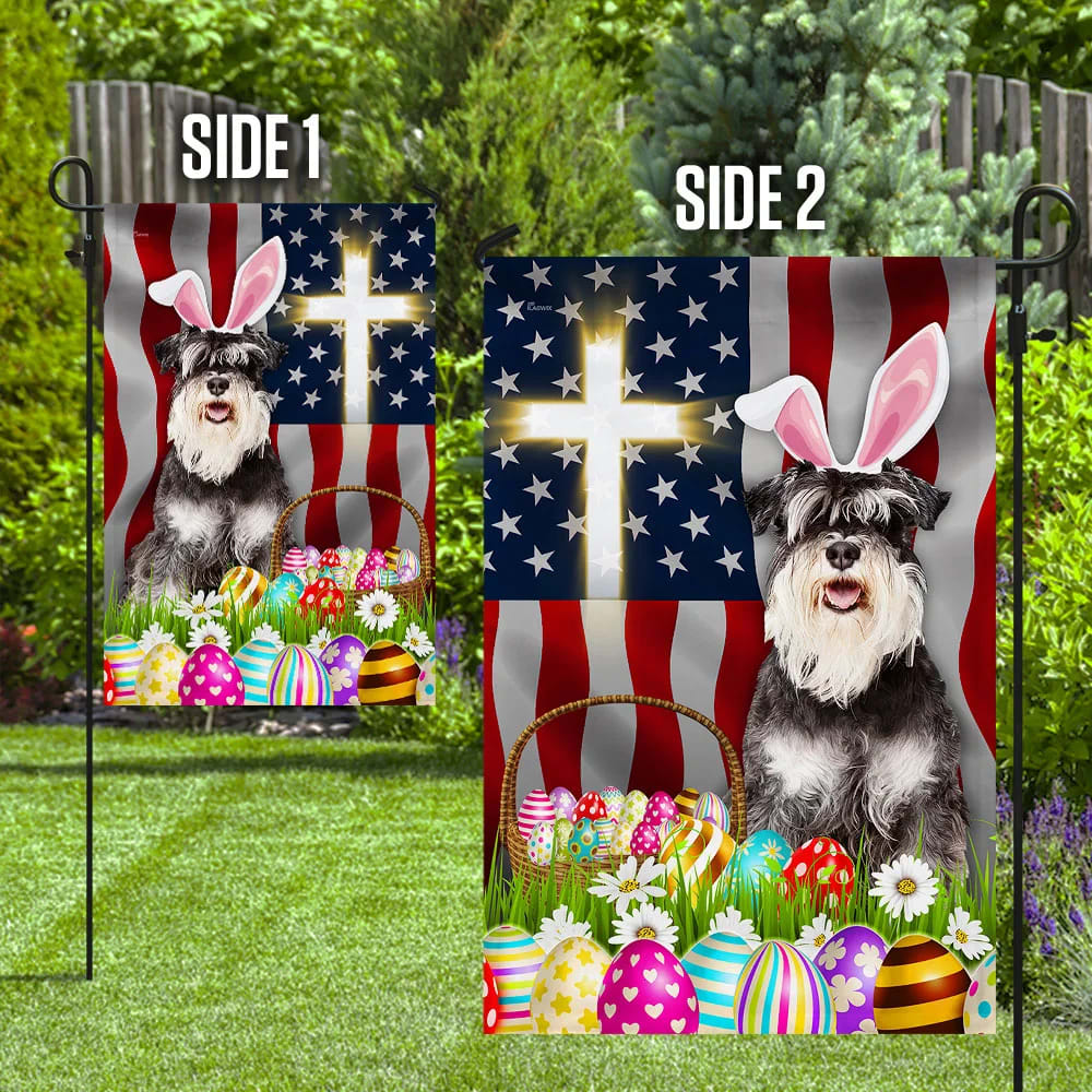 Miniature Schnauzer Easter American House Flag - Happy Easter Garden Flag - Decorative Easter Flags