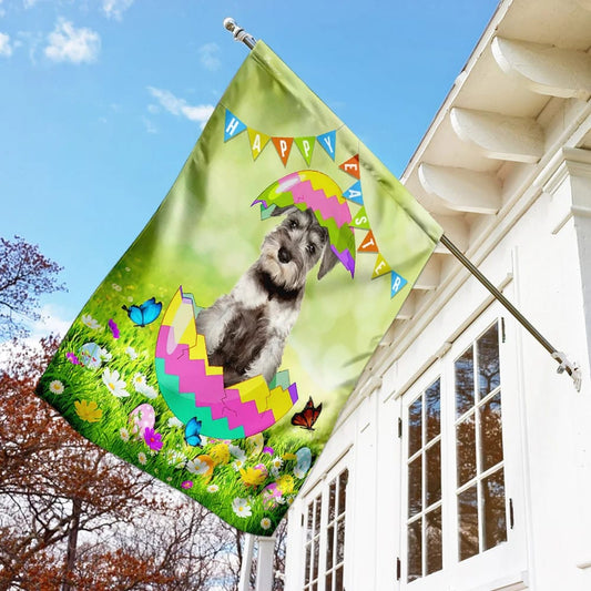 Miniature Schnauzer Easter Day House Flag - Happy Easter Garden Flag - Decorative Easter Flags