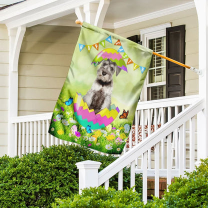 Miniature Schnauzer Easter Day House Flag - Happy Easter Garden Flag - Decorative Easter Flags