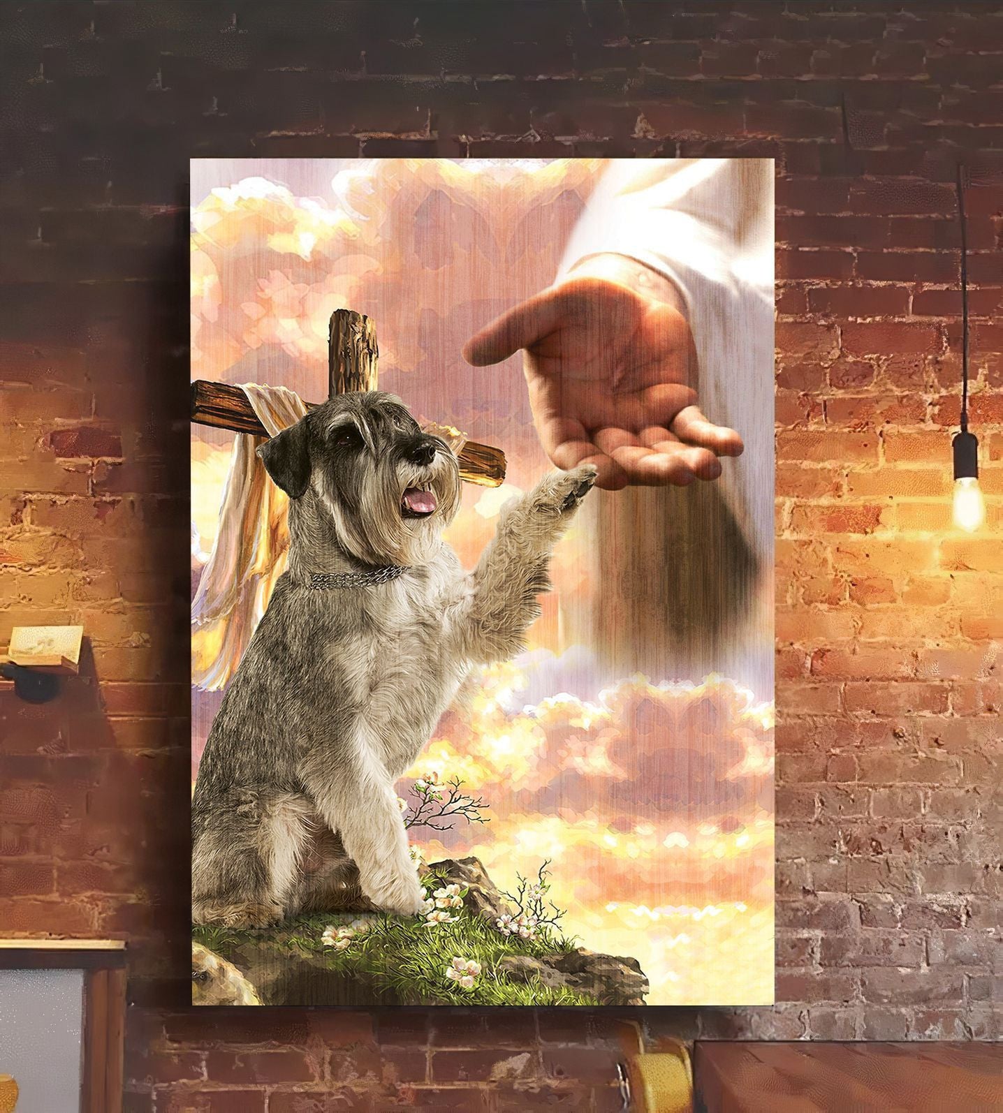 Miniature Schnauzer God Hand Photo Canvas - Canvas Decor Ideas