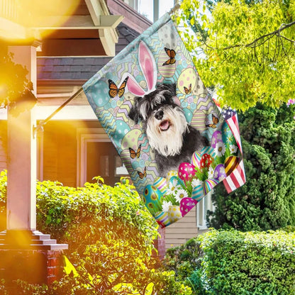 Miniature Schnauzer Happy Easter House Flag - Easter Garden Flag - Easter Outdoor Decor