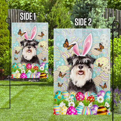 Miniature Schnauzer Happy Easter House Flag - Easter Garden Flag - Easter Outdoor Decor