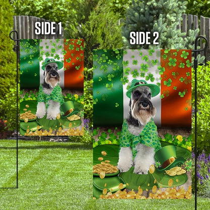 Miniature Schnauzer St. Patrick's Day House Flag - St Patrick's Day Garden Flag - Outdoor St Patrick's Day Decor