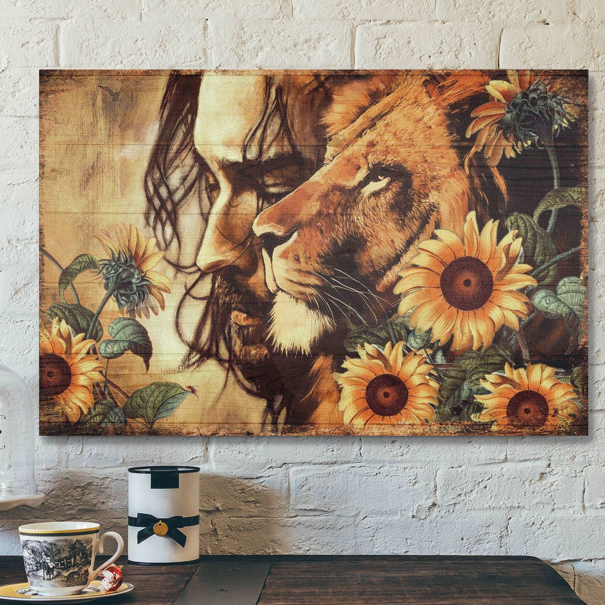 Amazing Jesus - Lion And Sunflower - Bible Verse Canvas - Scripture Canvas Wall Art - Ciaocustom