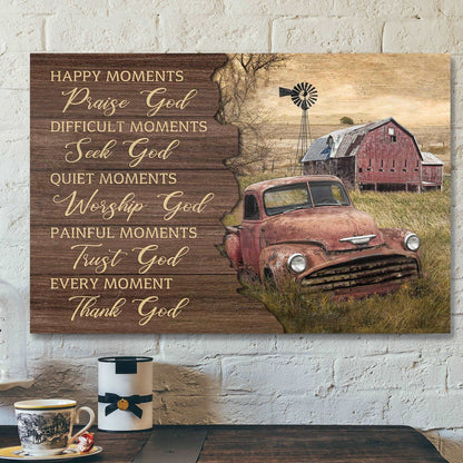 An Old Red Car - Every Moment Thank God Canvas Wall Art - Bible Verse Canvas - Scripture Canvas Wall Art - Ciaocustom