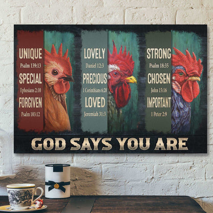 Amazing Chicken - God Says You Are Canvas Wall Art - Bible Verse Canvas - Scripture Canvas Wall Art - Ciaocustom