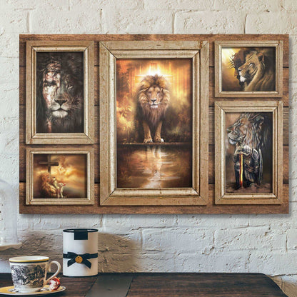 Awesome Lions In Picture Frames - Bible Verse Canvas - Scripture Canvas Wall Art - Ciaocustom