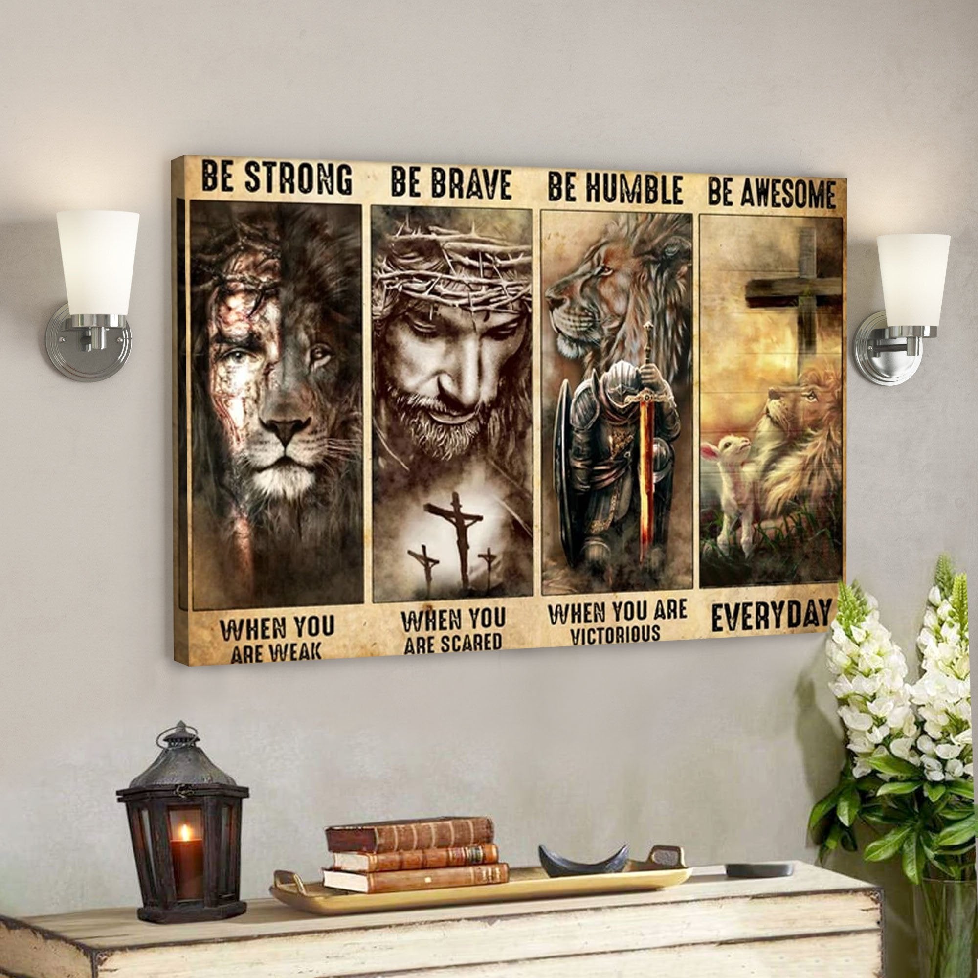 Jesus God Horizontal Canvas Prints - God Wall Art - Be Strong - Be Brave - Be Humble - Be Awesome - Ciaocustom