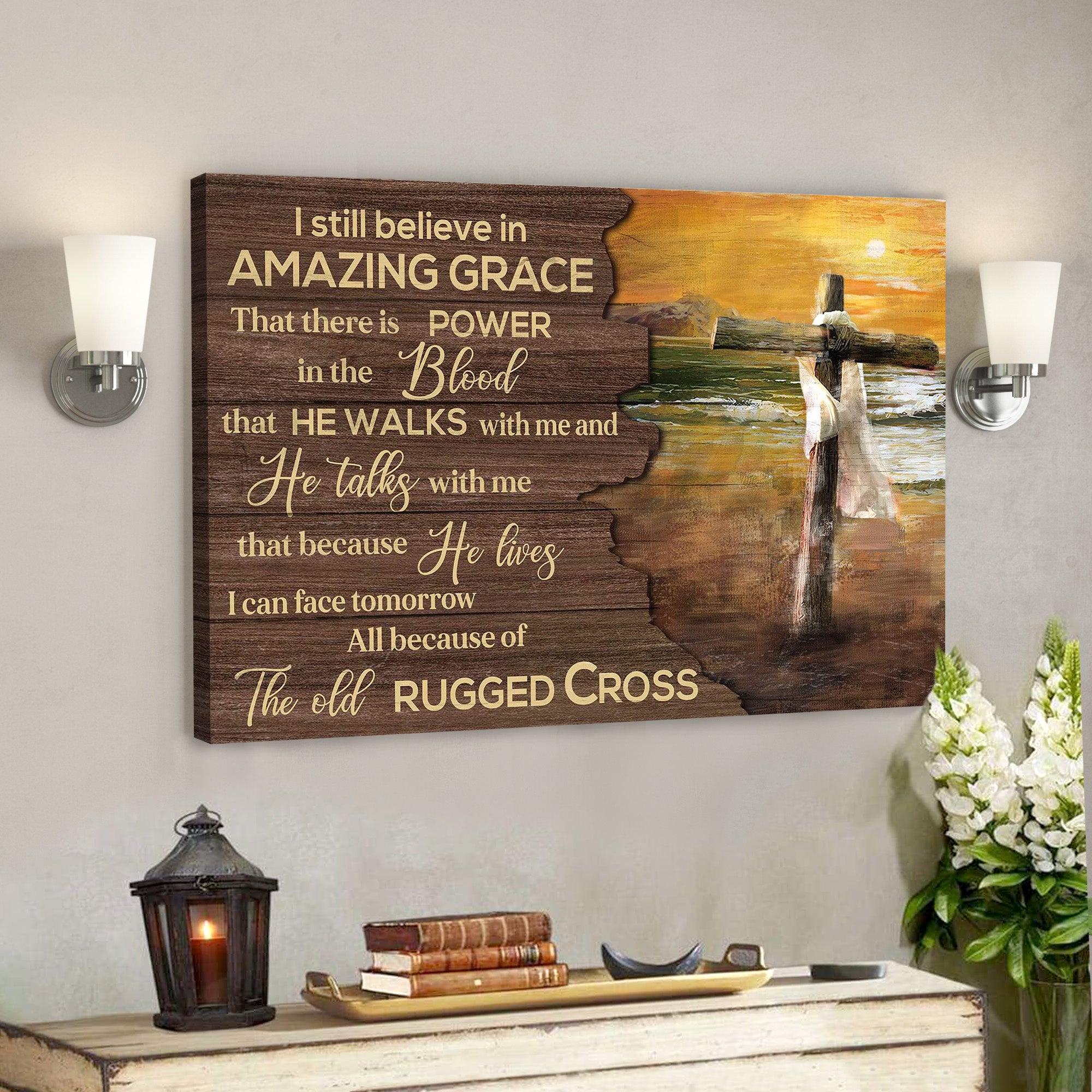 Sunset On The Beach - I Still Believe In Amazing Grace - Bible Verse Canvas - God Canvas - Scripture Canvas Wall Art - Ciaocustom