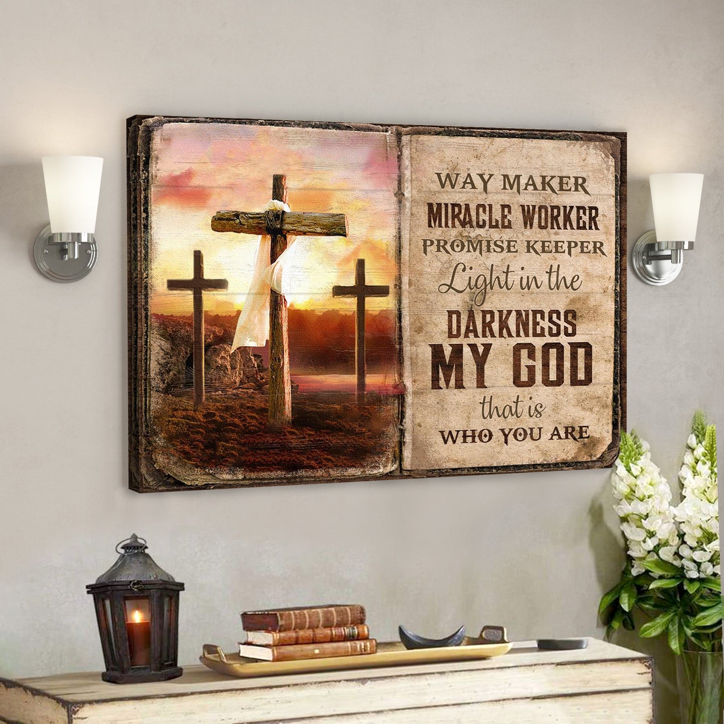 Christian Canvas Wall Art - God Canvas - The Old Rugged Crosses - Sunset Painting - My God Is The Light In The Darkness -  Ciaocustom