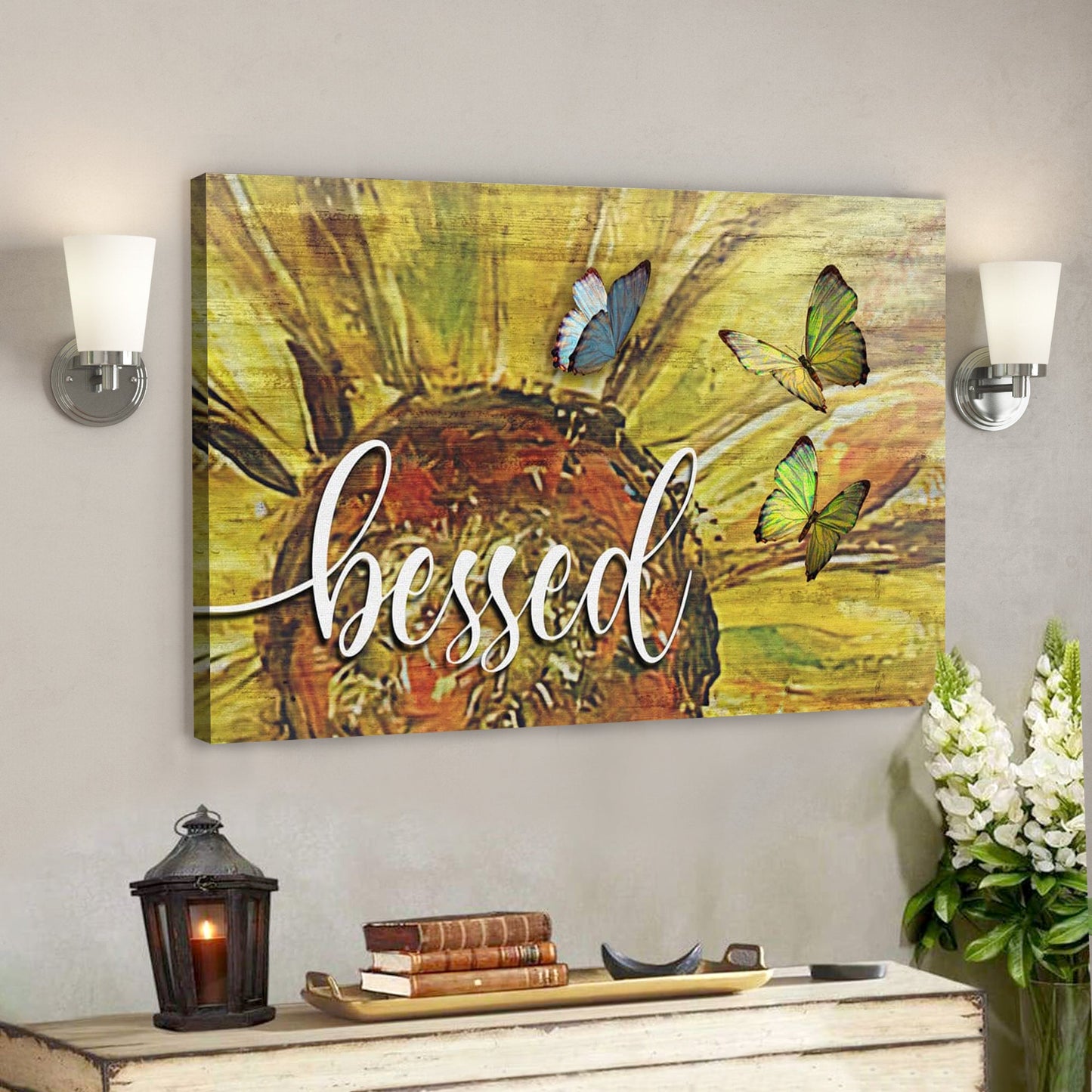 Bible Verse Canvas - God Canvas - Blessed Sunflower Wall Art Canvas - Blessed Wall Art - Scripture Canvas Wall Art - Ciaocustom