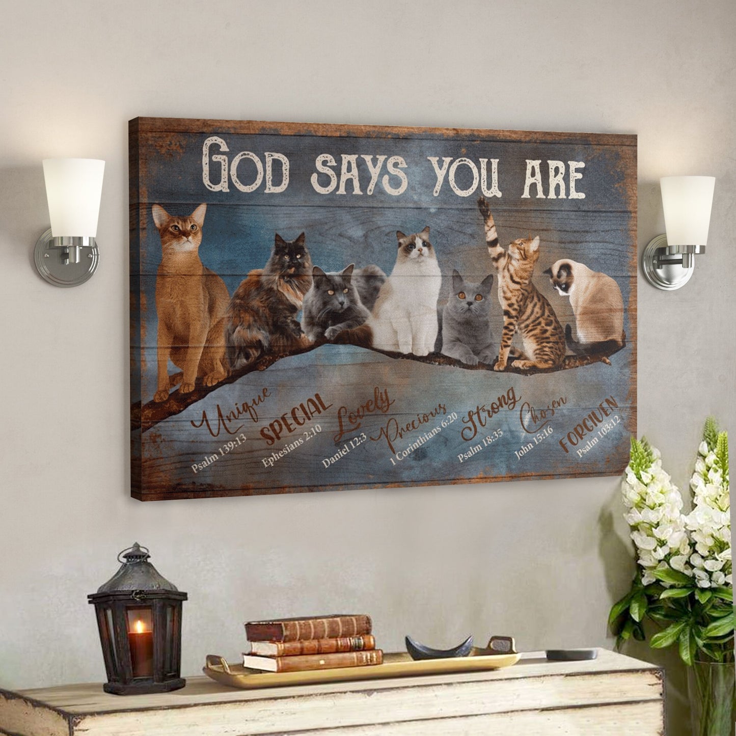 Bible Verse Wall Art Canvas - God Canvas - Cat - God Say You Are Amazing Canvas - Ciaocustom