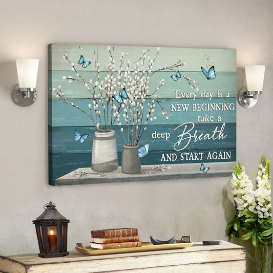 Jesus God Horizontal Canvas Prints - God Wall Art - Every Day Is A New Beginning - Blue Butterfly - Ciaocustom