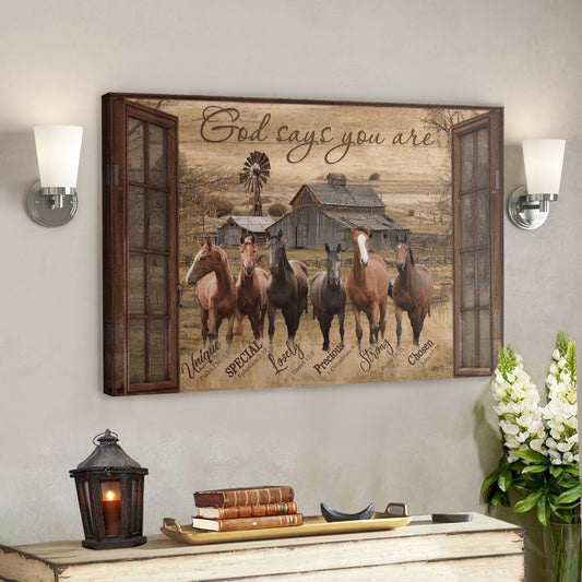 Bible Verse Wall Art Canvas - God Canvas - Amazing Horse - God Says You Are Canvas - Ciaocustom