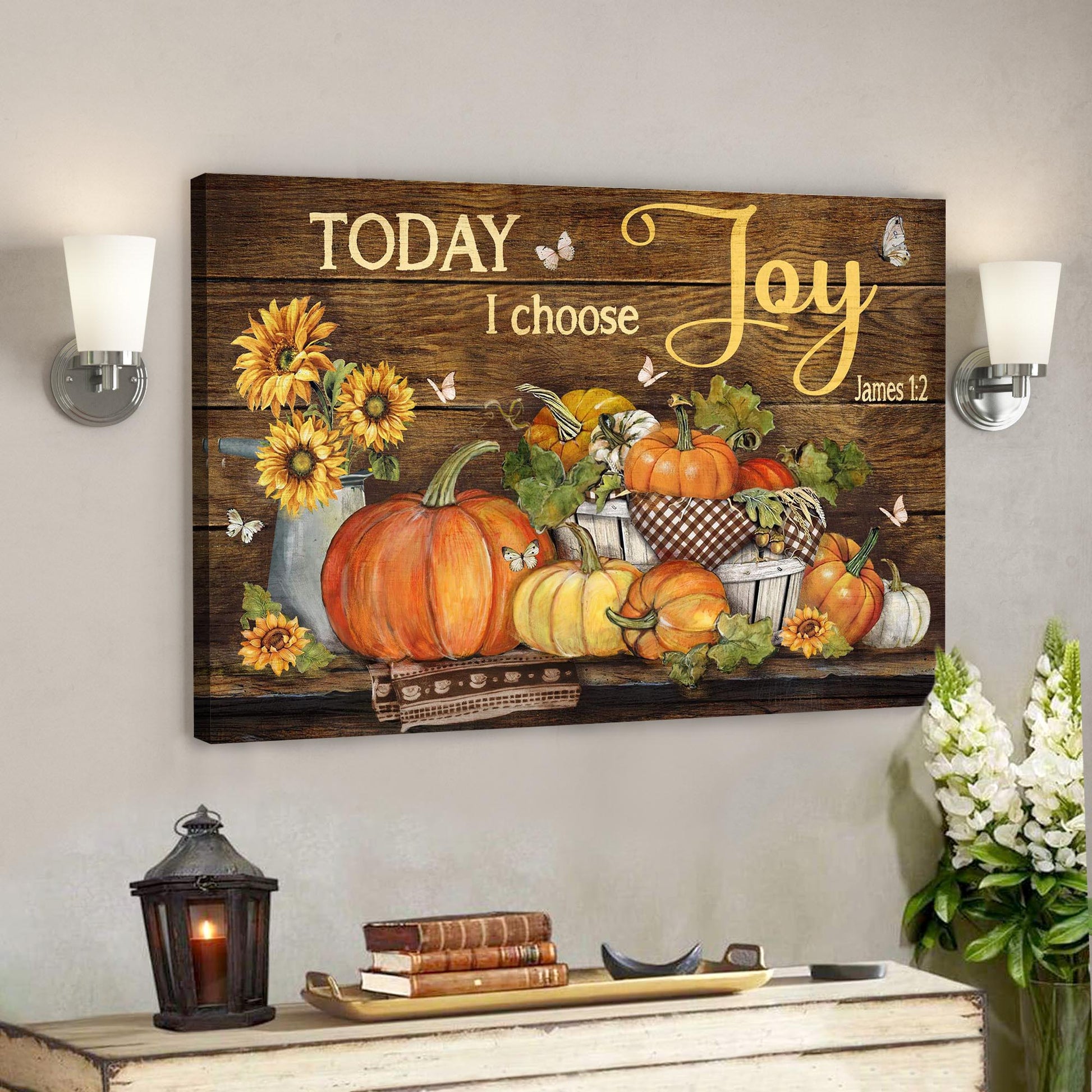 Pumpkins Canvas - Today I Choose Joy Canvas Wall Art - Bible Verse Canvas - God Canvas - Scripture Canvas Wall Art - Ciaocustom