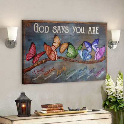 Bible Verse Wall Art Canvas - God Canvas - Butterfly - God Says You Are Amazing Canvas - Ciaocustom