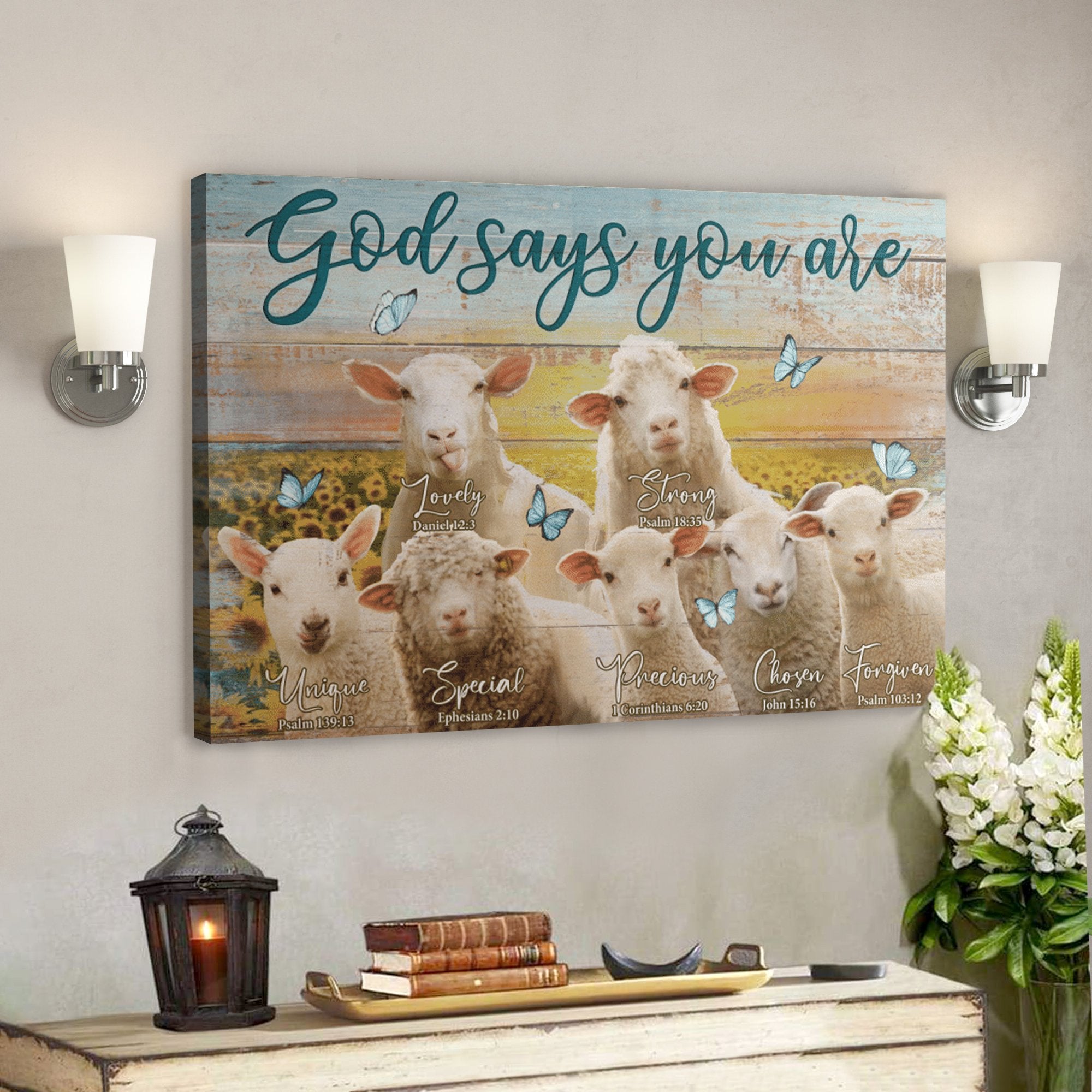 Bible Verse Wall Art Canvas - Cute Lamb - God Says You Are Canvas - Ci ...