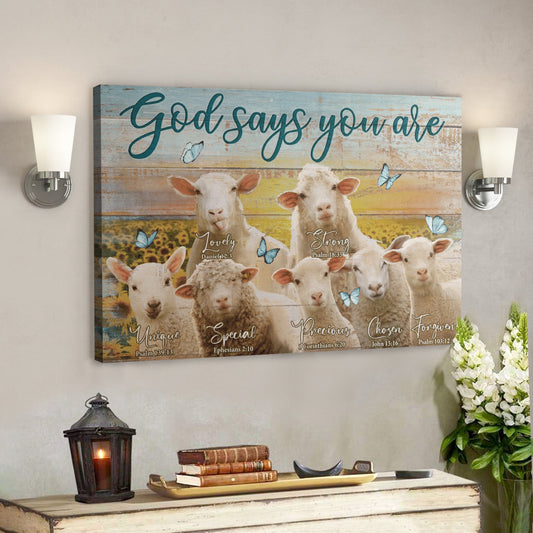 Bible Verse Wall Art Canvas - God Canvas - Cute Lamb - God Says You Are Canvas - Ciaocustom