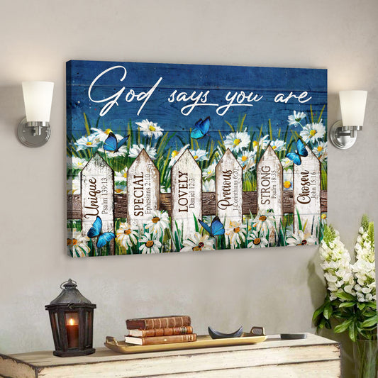 Beautiful Daisy Garden - God Says You Are Canvas Wall Art - Bible Verse Canvas - God Canvas - Scripture Canvas Wall Art - Ciaocustom