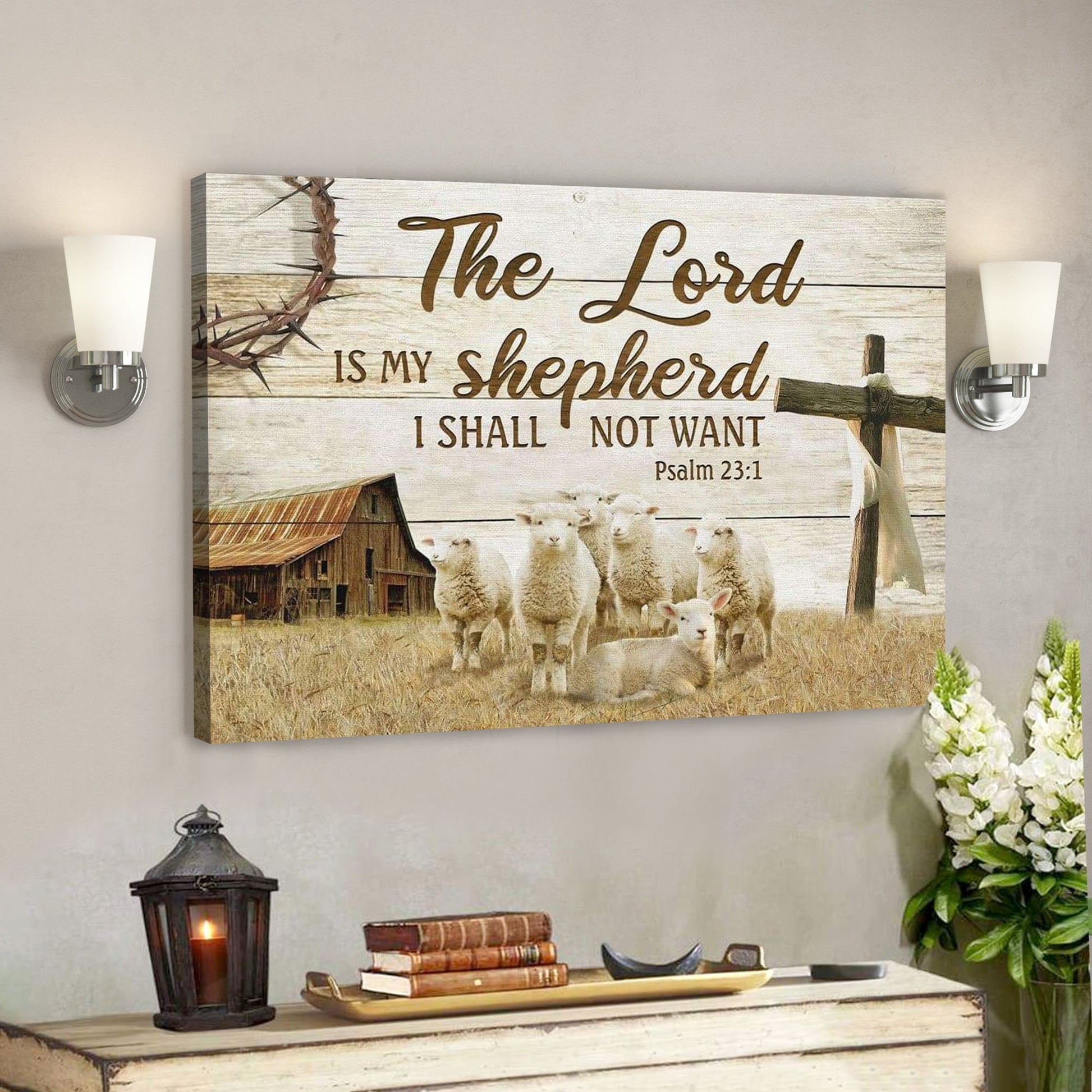 God Canvas Prints - Jesus Canvas Art - Psalm 231 The Lord Is My Shepherd Bible Verse Wall Art Canvas - Ciaocustom