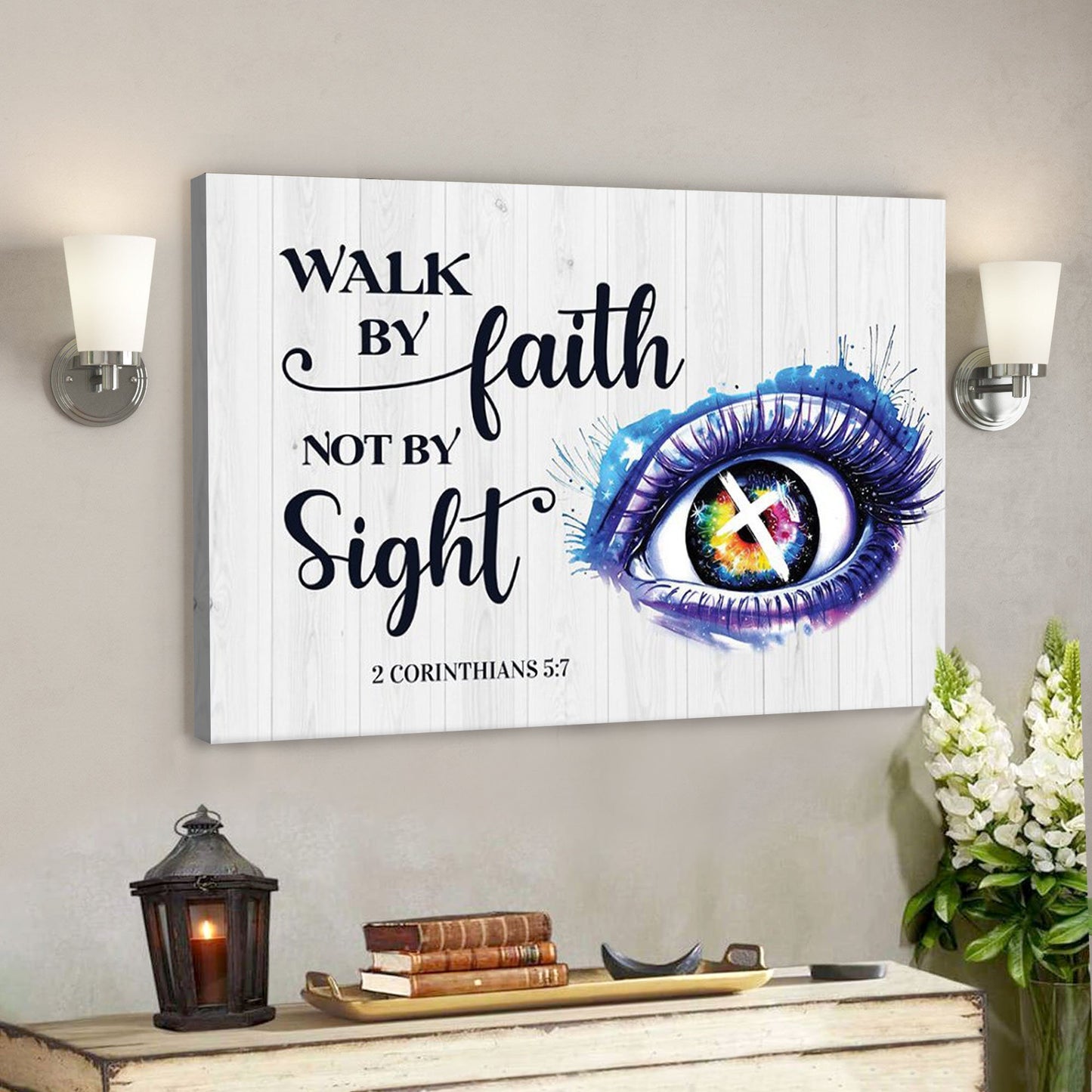 God Canvas - Bible Verse Canvas - Walk By Faith - Unique Christian Canvas - Scripture Canvas - Ciaocustom