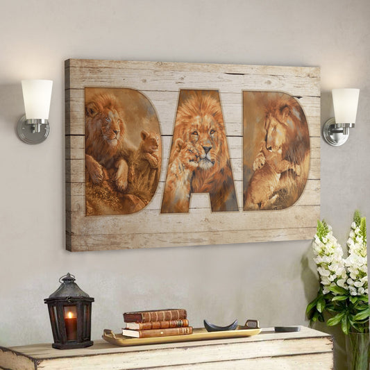 Bible Verse Wall Art Canvas - God Canvas - Dad - Awesome Lion Canvas - Ciaocustom