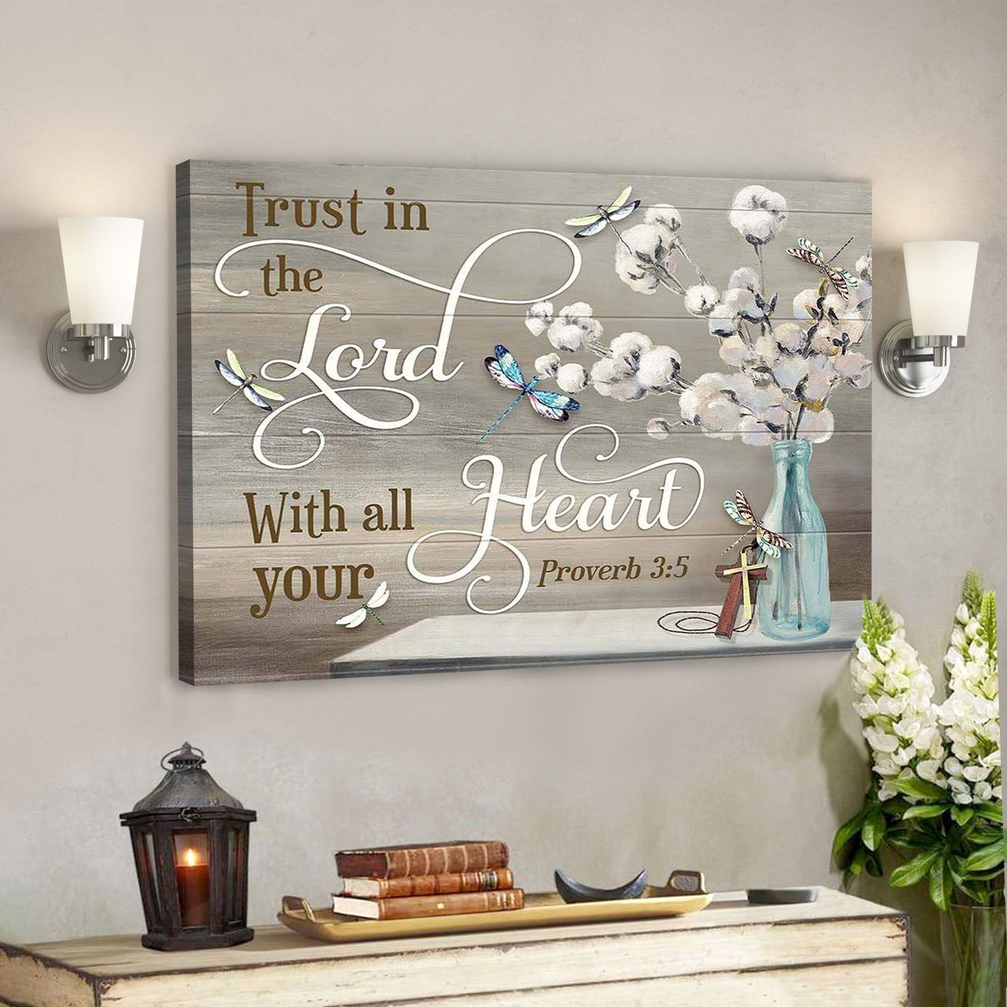 Dragonfly Scripture Dragonfly β Trust In The Lord - Bible Verse Canvas - Scripture Canvas ...