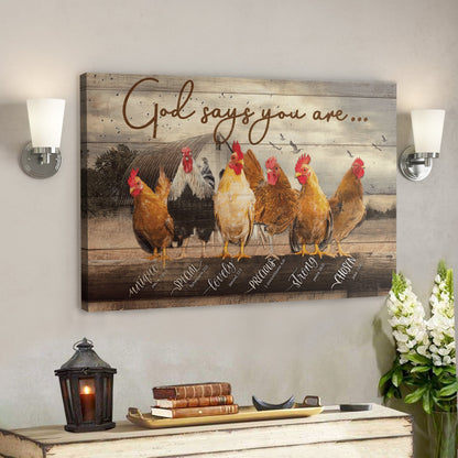 Bible Verse Wall Art Canvas - God Canvas - Chicken - God Says You Are 4 Canvas - Ciaocustom