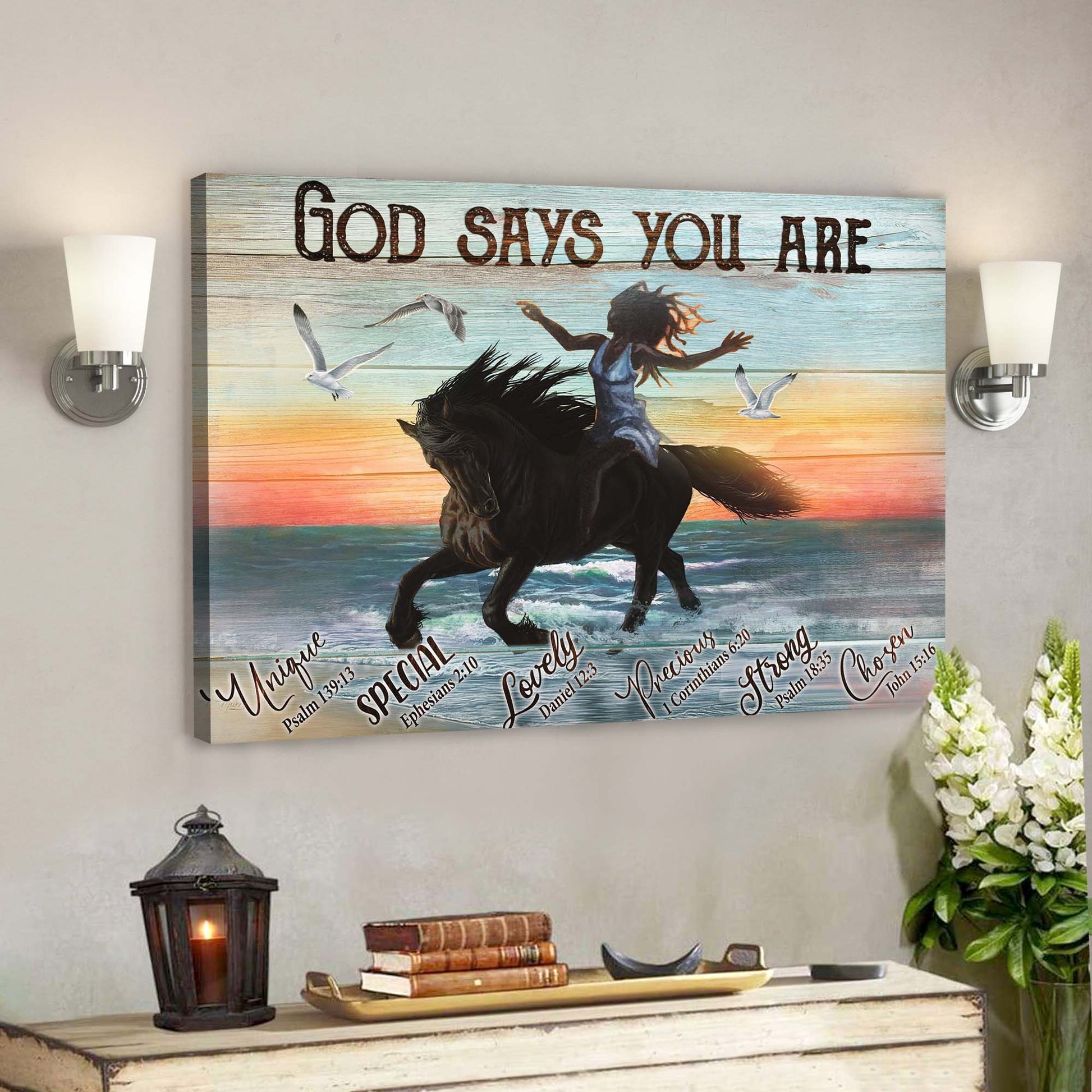 Girl Riding Horse - God Says You Are Canvas Wall Art - Bible Verse Canvas - God Canvas - Scripture Canvas Wall Art - Ciaocustom