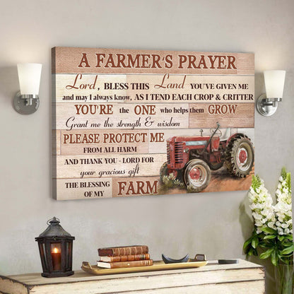 Red Truck - A Farmer's Prayer Canvas Wall Art - Bible Verse Canvas - God Canvas - Scripture Canvas Wall Art - Ciaocustom