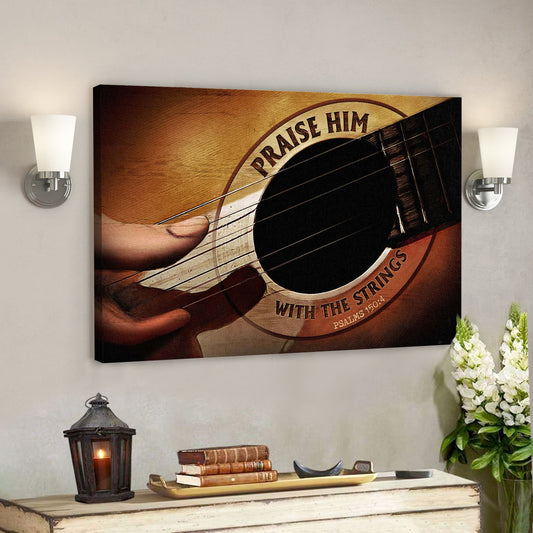 Jesus Landscape Canvas Print - God Wall Art - Jesus And Guitar - Praise Him With Strings - Ciaocustom