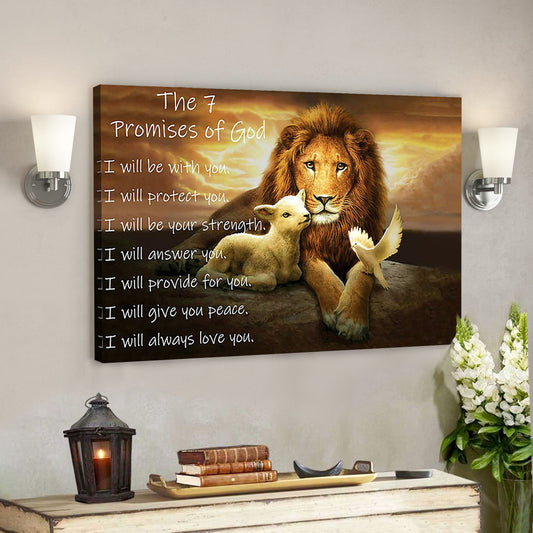 Lion - Lamb - Dove – The 7 Promises Of God I Will Be With You Wrapped Canvas - Bible Verse Canvas - God Canvas - Scripture Canvas Wall Art - Ciaocustom