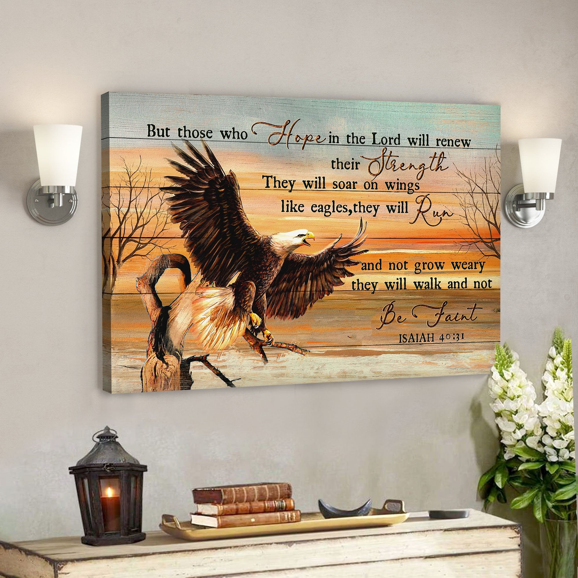 Jesus Landscape Canvas Print - God Wall Art - Awesome Eagle - Those Who Hope In The Lord Will Renew Their Strength - Ciaocustom
