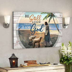 Bible Verse Canvas - God Canvas - Jesus And Lambs On The Peaceful Beach Canvas Wall Art - Scripture Canvas Wall Art - Ciaocustom
