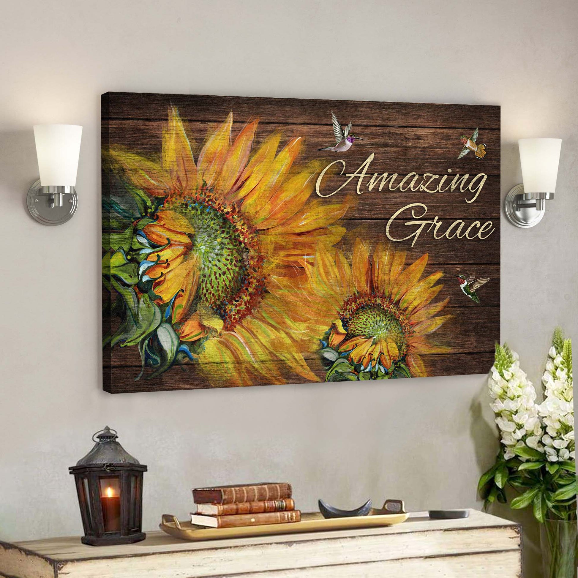 Sunflowers - Amazing Grace Canvas Wall Art - Bible Verse Canvas - God Canvas - Scripture Canvas Wall Art - Ciaocustom