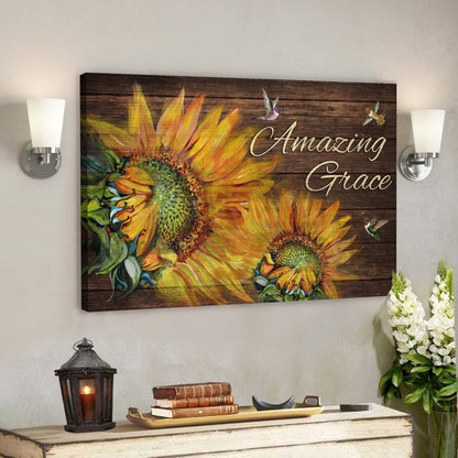 Sunflowers - Amazing Grace Canvas Wall Art - Bible Verse Canvas - God Canvas - Scripture Canvas Wall Art - Ciaocustom