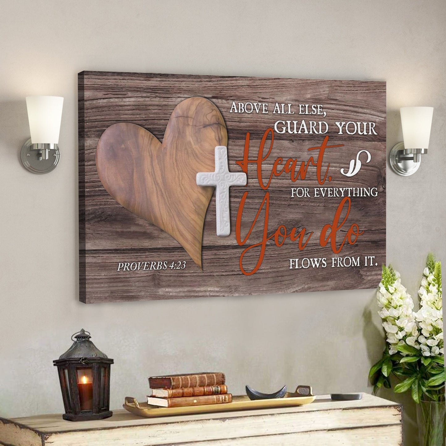 Bible Verse Canvas - God Canvas - Above All Else Guard Your Heart Proverbs 423 Canvas Art - Scripture Canvas Wall Art - Ciaocustom