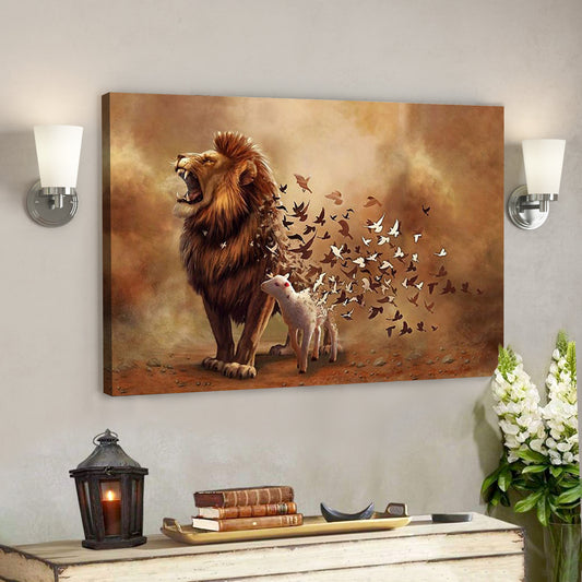 Jesus And Lion Canvas - Bible Verse Canvas - God Canvas - Scripture Canvas Wall Art - Ciaocustom