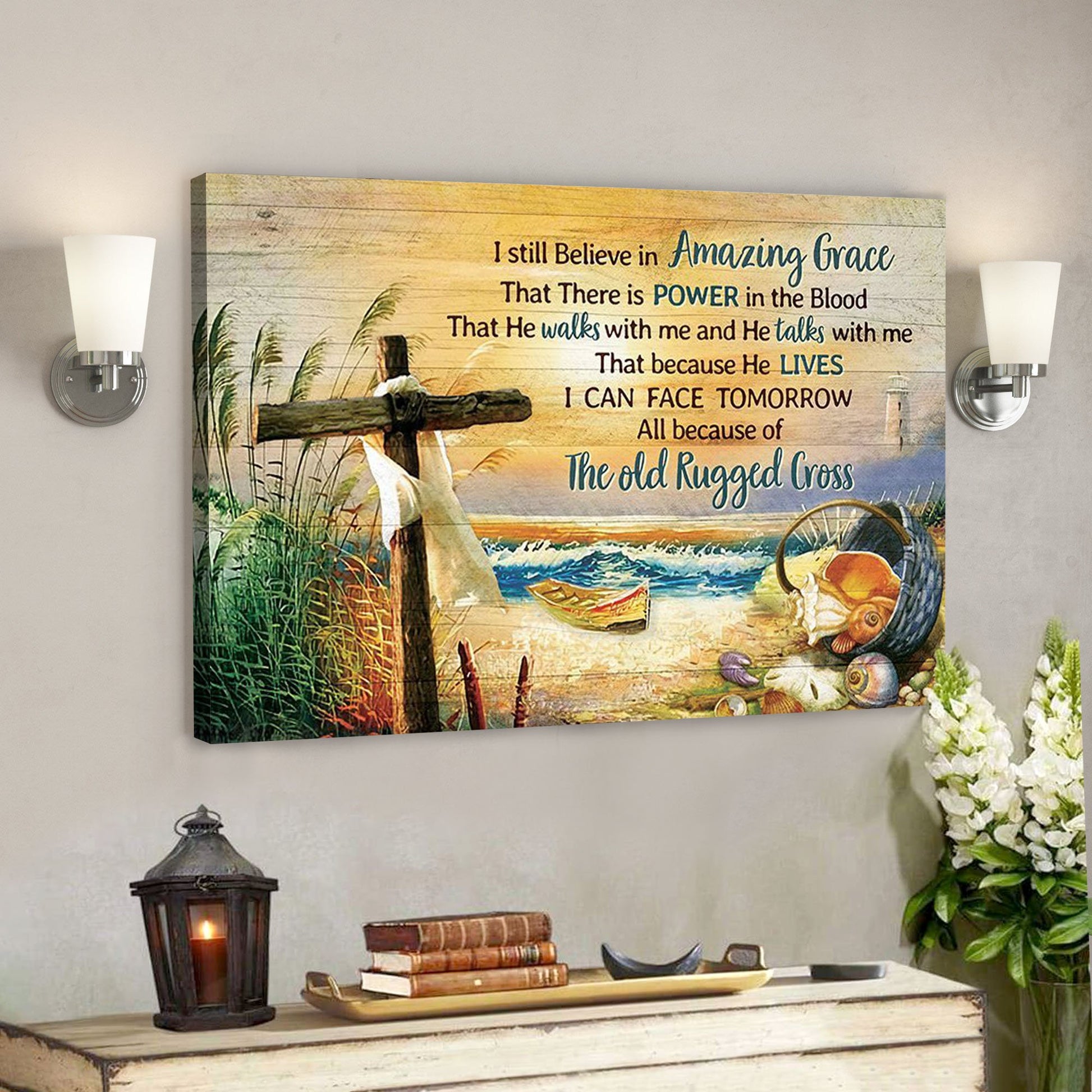 God Canvas - Bible Verse Canvas - I Still Believe In Amazing Grace - Beautiful Beach Scene Canvas - Scripture Canvas - Ciaocustom