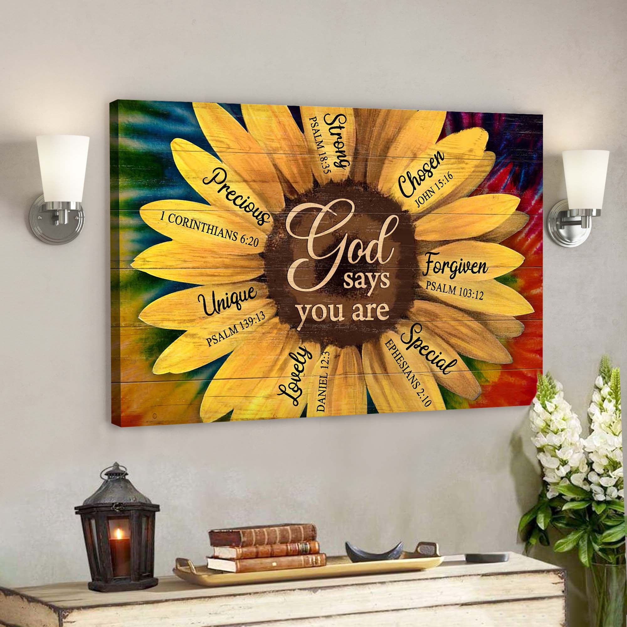 Great Sunflower - God Says You Are Canvas Wall Art - Bible Verse Canvas - God Canvas - Scripture Canvas Wall Art - Ciaocustom